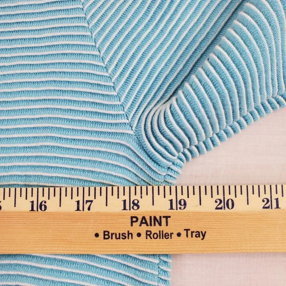 Soft Surroundings Corcovado Zip Sweater Womens Medium Blue White Ribbed Long - Picture 10 of 16